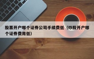 股票开户哪个证券公司手续费低（炒股开户哪个证券费用低）